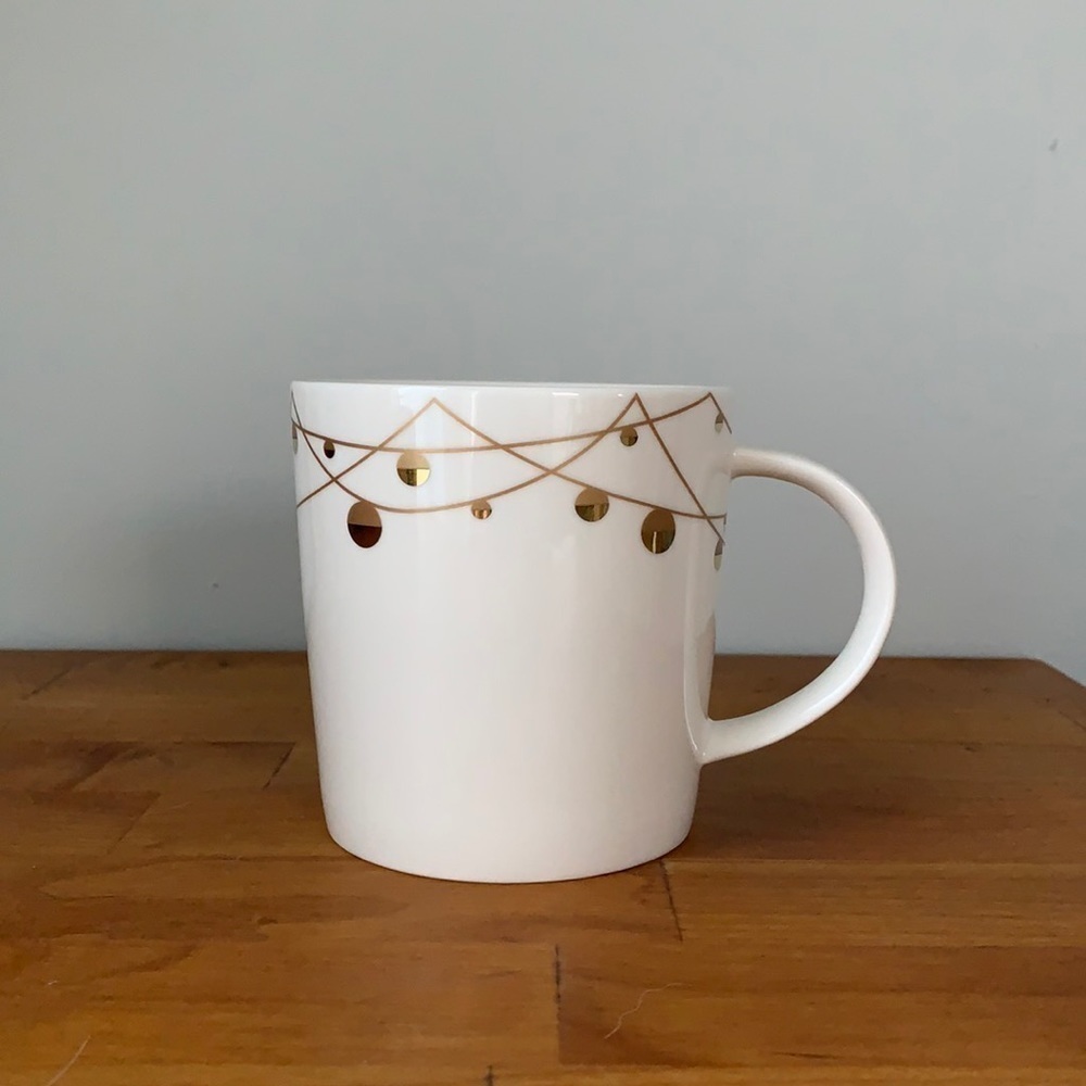 Starbucks Mug Holiday 2012 Ivory White Gold Collectible Bone China 12oz